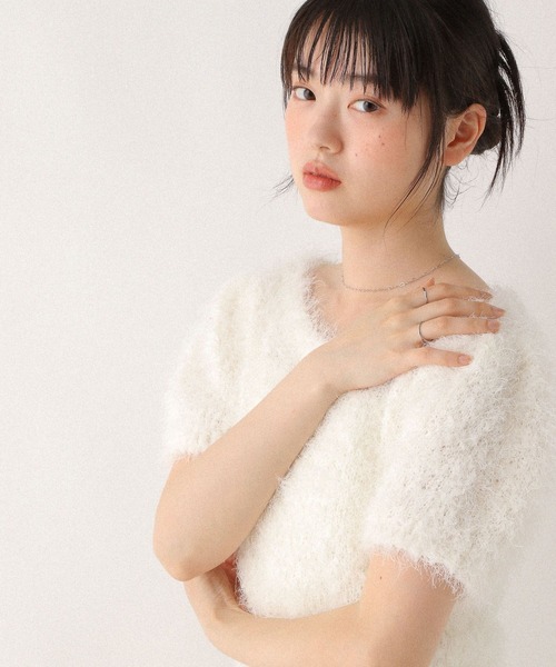 FACTORY ベージュ 半袖Tシャツ風セーター ベルギーリネン モーターバイク コンフォート Tシャツ | Maison Kitsuné