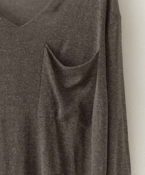 Theater code（シアターコード）の「Cut Neck Sheer Knit/カットネック シアーニット（ニット/セーター・メンズ・ホワイト/チャコール・L/M）」の4枚目の写真