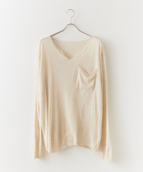 Theater code（シアターコード）の「Cut Neck Sheer Knit/カットネック シアーニット（ニット/セーター・メンズ・ホワイト/チャコール・L/M）」の7枚目の写真