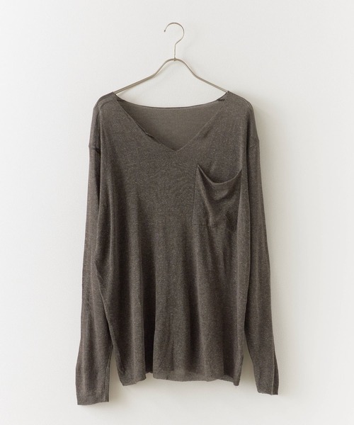 Theater code（シアターコード）の「Cut Neck Sheer Knit/カットネック シアーニット（ニット/セーター・メンズ・ホワイト/チャコール・L/M）」の13枚目の写真