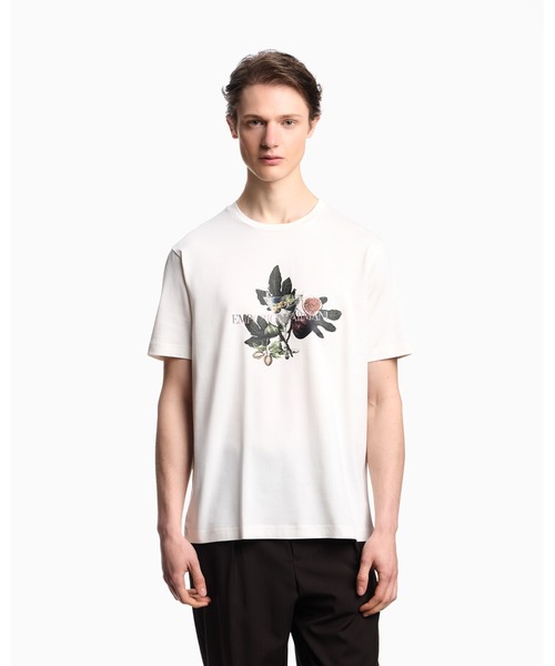 EMPORIO ARMANI(エンポリオアルマーニ)の「【エンポリオ アルマーニ】ASV Tシャツ ジャージー ゴブレット&リーフプリント(Tシャツ/カットソー・メンズ・ホワイト系・X-SMALL)」の1枚目の写真