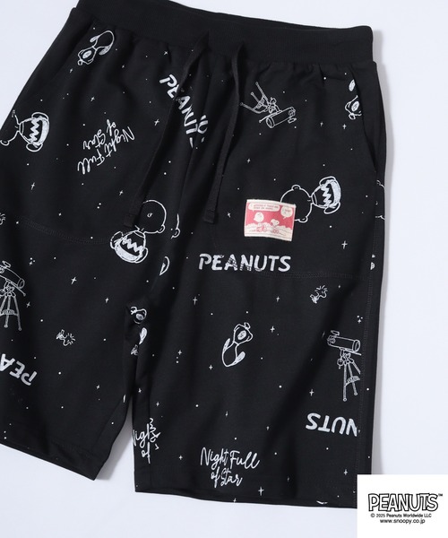 PEANUTS(ピーナッツ)の「PEANUTS プリント総柄ミニ裏毛ハーフパンツ(その他パンツ・メンズ・ブラック系/オートミール/杢グレー/ネイビー/ライトカーキ/ブラック系1/グレイッシュベージュ/ブラック/カーキ系/チャコール/アイボリー系/グレー系・L/M/LL/S)」の3枚目の写真