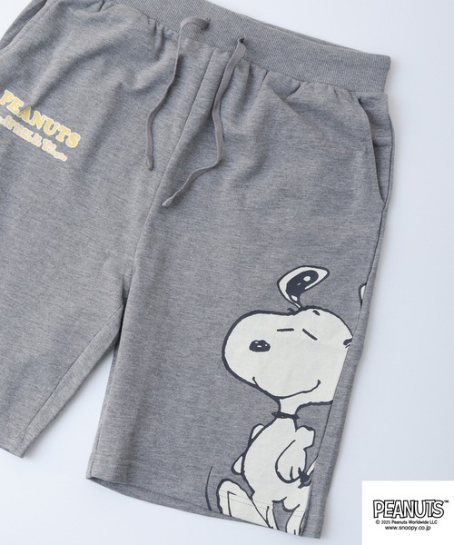 PEANUTS(ピーナッツ)の「PEANUTS プリント総柄ミニ裏毛ハーフパンツ(その他パンツ・メンズ・ブラック系/オートミール/杢グレー/ネイビー/ライトカーキ/ブラック系1/グレイッシュベージュ/ブラック/カーキ系/チャコール/アイボリー系/グレー系・L/M/LL/S)」の6枚目の写真