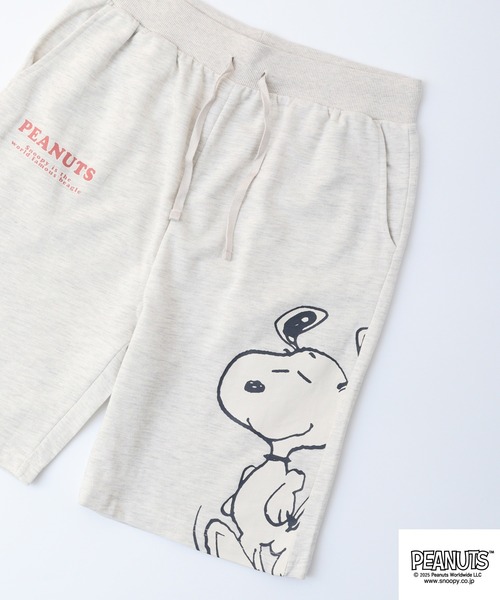 PEANUTS(ピーナッツ)の「PEANUTS プリント総柄ミニ裏毛ハーフパンツ(その他パンツ・メンズ・ブラック系/オートミール/杢グレー/ネイビー/ライトカーキ/ブラック系1/グレイッシュベージュ/ブラック/カーキ系/チャコール/アイボリー系/グレー系・L/M/LL/S)」の9枚目の写真
