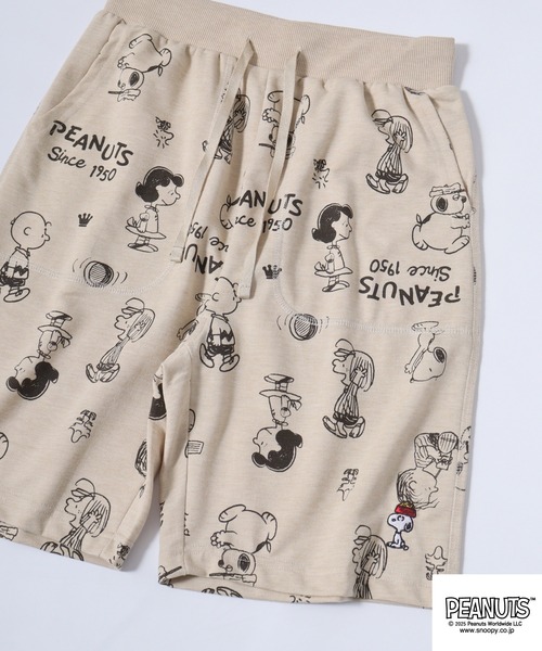 PEANUTS(ピーナッツ)の「PEANUTS プリント総柄ミニ裏毛ハーフパンツ(その他パンツ・メンズ・ブラック系/オートミール/杢グレー/ネイビー/ライトカーキ/ブラック系1/グレイッシュベージュ/ブラック/カーキ系/チャコール/アイボリー系/グレー系・L/M/LL/S)」の8枚目の写真