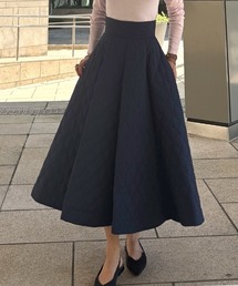 スカート（ブルー・ネイビー/青色系・キルティング）ファッション通販