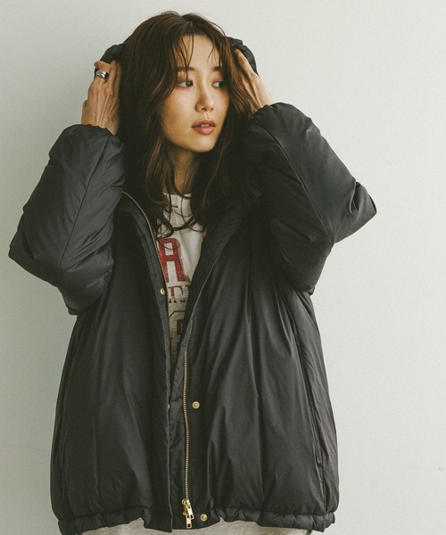 GLOBAL WORK(グローバルワーク)の「エアリュクスダウンフードブルゾン/495695(ダウンジャケット/コート・レディース・ブラウン/ネイビー/ベージュ/ブラック・MEDIUM/X-LARGE/LARGE)」の10枚目の写真