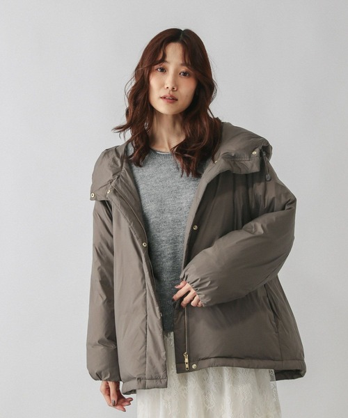 GLOBAL WORK(グローバルワーク)の「エアリュクスダウンフードブルゾン/495695(ダウンジャケット/コート・レディース・ブラウン/ネイビー/ベージュ/ブラック・MEDIUM/X-LARGE/LARGE)」の6枚目の写真