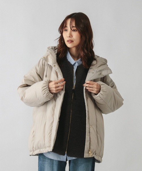 GLOBAL WORK(グローバルワーク)の「エアリュクスダウンフードブルゾン/495695(ダウンジャケット/コート・レディース・ブラウン/ネイビー/ベージュ/ブラック・MEDIUM/X-LARGE/LARGE)」の13枚目の写真