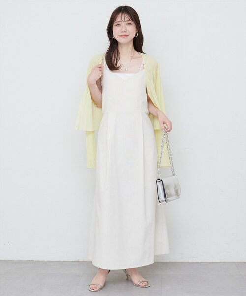 natural couture（ナチュラルクチュール）の「バックリボンキャミワンピース（ワンピース・レディース・モカ/レッド系その他/ブラック/アイボリー・FREE）」の7枚目の写真