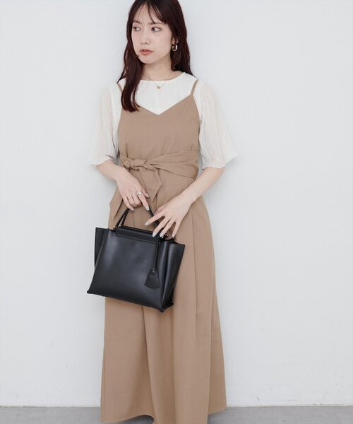 natural couture（ナチュラルクチュール）の「バックリボンキャミワンピース（ワンピース・レディース・モカ/レッド系その他/ブラック/アイボリー・FREE）」の16枚目の写真