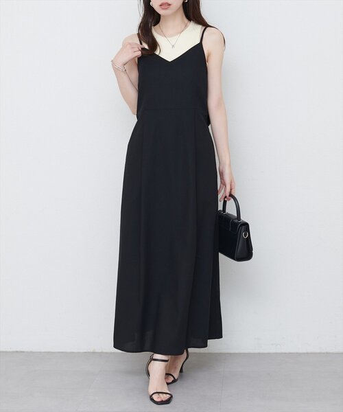 natural couture（ナチュラルクチュール）の「バックリボンキャミワンピース（ワンピース・レディース・モカ/レッド系その他/ブラック/アイボリー・FREE）」の2枚目の写真