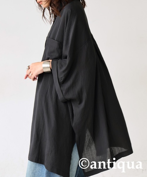 antiqua（アンティカ）の「シャドーストライプシャツ（シャツ/ブラウス・レディース・アイボリー/ブラック・ONESIZE）」の8枚目の写真