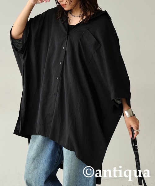 antiqua（アンティカ）の「シャドーストライプシャツ（シャツ/ブラウス・レディース・アイボリー/ブラック・ONESIZE）」の9枚目の写真