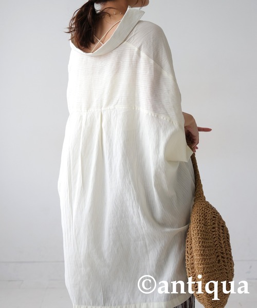 antiqua（アンティカ）の「シャドーストライプシャツ（シャツ/ブラウス・レディース・アイボリー/ブラック・ONESIZE）」の4枚目の写真