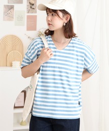 to touch（トゥータッチ）の「to touch ドライコットン ボーダー ドロップTシャツ（Tシャツ/カットソー）」