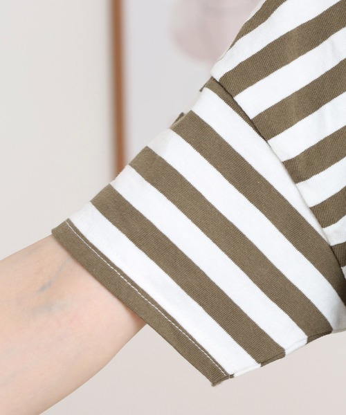 tシャツ to touch ドライコットン ボーダー ドロップTシャツ レディース ドライコットン ボーダー ドロップTシャツ｜to touch