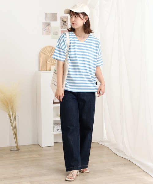 tシャツ to touch ドライコットン ボーダー ドロップTシャツ レディース ドライコットン ボーダー ドロップTシャツ｜to touch
