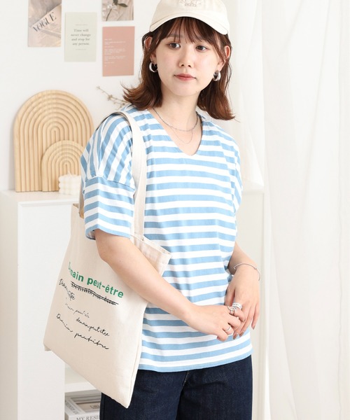 tシャツ to touch ドライコットン ボーダー ドロップTシャツ レディース ドライコットン ボーダー ドロップTシャツ｜to touch