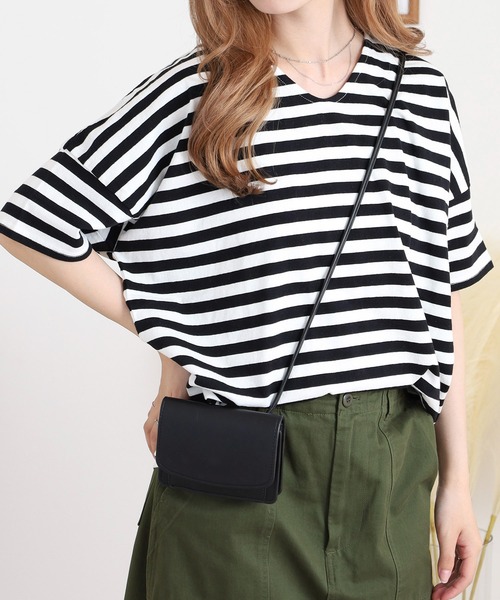 tシャツ to touch ドライコットン ボーダー ドロップTシャツ レディース セール】to touch ドライコットン ボーダー ドロップTシャツ（T