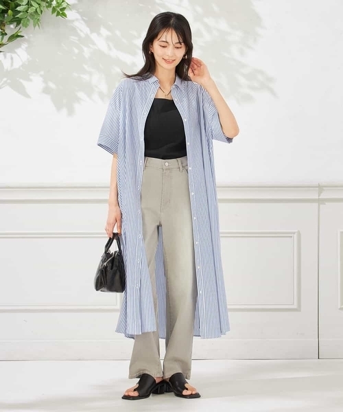 a.v.v(アーヴェヴェ)の「【洗える】ストライプシャツワンピース(ワンピース・レディース・ネイビー/ブラック・36/38/40)」の20枚目の写真