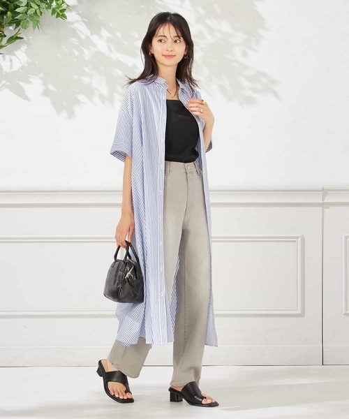 a.v.v(アーヴェヴェ)の「【洗える】ストライプシャツワンピース(ワンピース・レディース・ネイビー/ブラック・36/38/40)」の21枚目の写真