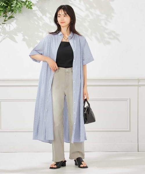 a.v.v(アーヴェヴェ)の「【洗える】ストライプシャツワンピース(ワンピース・レディース・ネイビー/ブラック・36/38/40)」の22枚目の写真