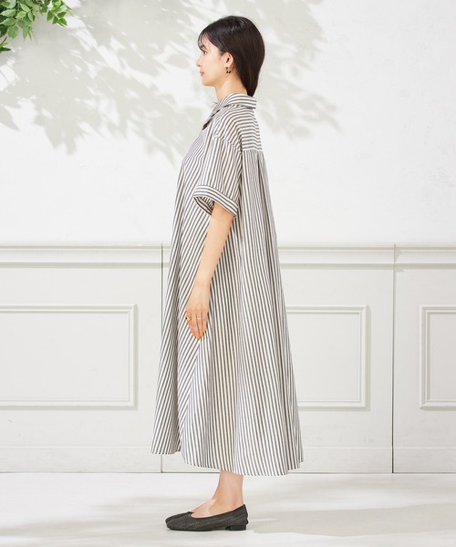 a.v.v(アーヴェヴェ)の「【洗える】ストライプシャツワンピース(ワンピース・レディース・ネイビー/ブラック・36/38/40)」の11枚目の写真