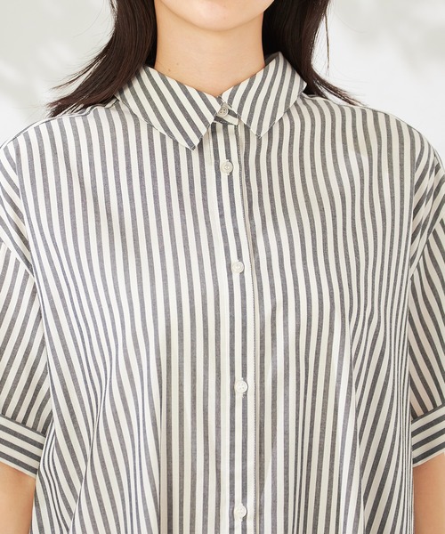 a.v.v(アーヴェヴェ)の「【洗える】ストライプシャツワンピース(ワンピース・レディース・ネイビー/ブラック・36/38/40)」の15枚目の写真