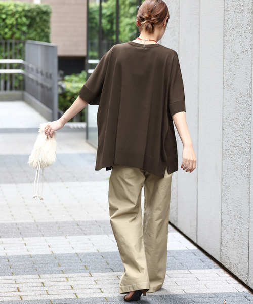 JOURNAL STANDARD relume(ジャーナルスタンダード レリューム)の「《追加4》接触冷感 / ウォッシャブルクールポンチョプルオーバー(ニット/セーター・レディース・ブラウン/ブラック/ライトグレー・FREE)」の13枚目の写真