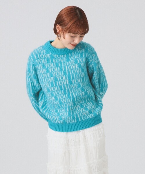 PENNEYS（ぺニーズ）の「【別注】PENNEY’S / シャギー ニット（ニット/セーター・レディース・オフホワイト/ライトブルー・ONE SIZE）」の2枚目の写真