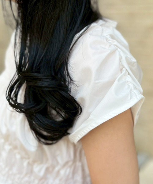 MODE ROBE（モードローブ）の「シャーリングブラウス（Tシャツ/カットソー・レディース・ブラック/ホワイト・FREE）」の6枚目の写真