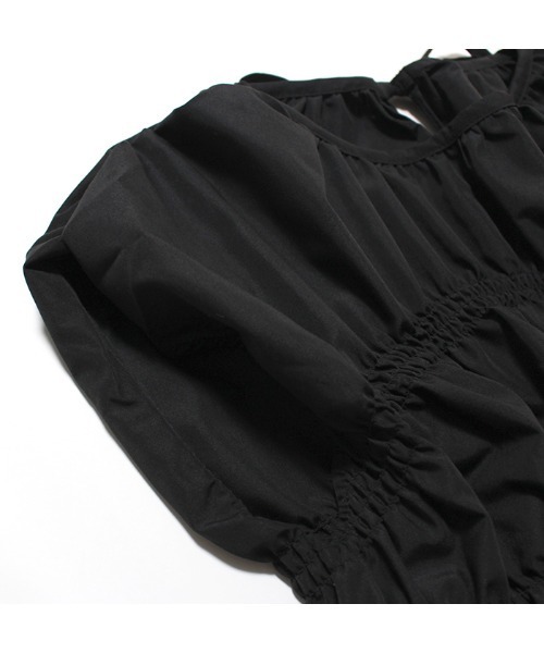 MODE ROBE（モードローブ）の「シャーリングブラウス（Tシャツ/カットソー・レディース・ブラック/ホワイト・FREE）」の14枚目の写真