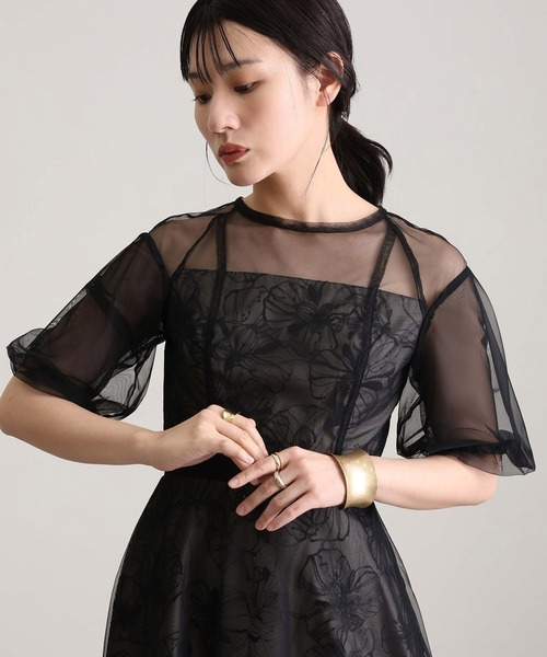 atlo(アトロ)の「袖あり&ロング 同窓会 成人式 パフスリーブ チュール スパンコールラグラン風 フレア お呼ばれ 結婚式 二次会 フォーマル オケージョンドレス パーティー ドレス 謝恩会 20代 30代(ドレス・レディース・モカ/ブラック・M/L)」の5枚目の写真