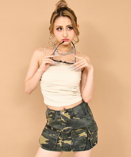 ANAP（アナップ）の「パッド付きバストギャザーベアキャミブラトップ（キャミソール・レディース・ブラック/ホワイト/ベージュ・FREE）」の10枚目の写真