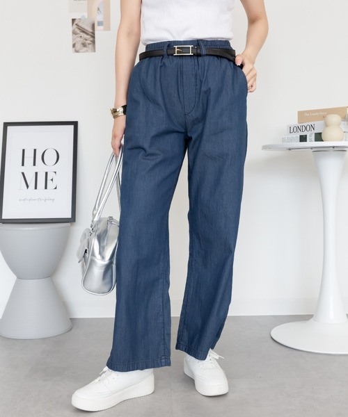 RCD(アールシーディー)の「エアリーデニム ウエストゴムパンツ(デニムパンツ・レディース・ネイビー/ライトブルー/ワンウォッシュ・3L/4L/L/M/LL)」の2枚目の写真