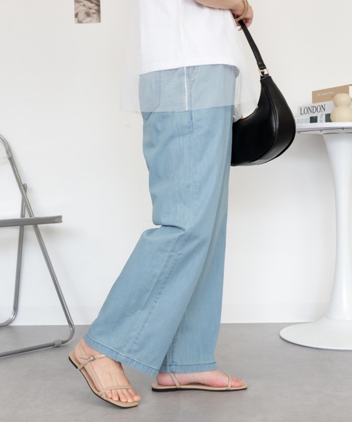 RCD(アールシーディー)の「エアリーデニム ウエストゴムパンツ(デニムパンツ・レディース・ネイビー/ライトブルー/ワンウォッシュ・3L/4L/L/M/LL)」の4枚目の写真