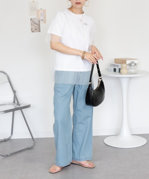 RCD(アールシーディー)の「エアリーデニム ウエストゴムパンツ(デニムパンツ・レディース・ネイビー/ライトブルー/ワンウォッシュ・3L/4L/L/M/LL)」の7枚目の写真