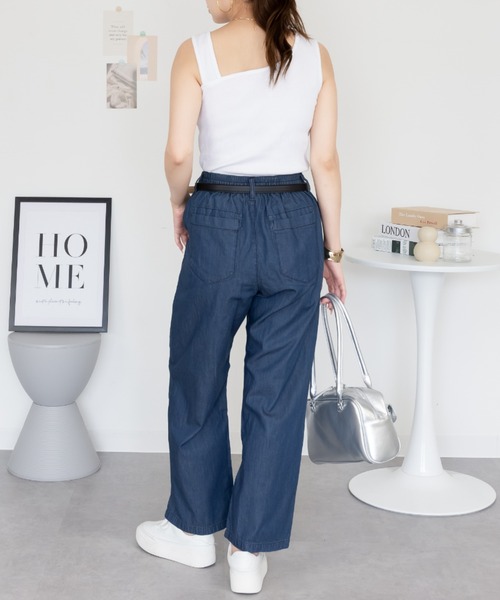 RCD(アールシーディー)の「エアリーデニム ウエストゴムパンツ(デニムパンツ・レディース・ネイビー/ライトブルー/ワンウォッシュ・3L/4L/L/M/LL)」の20枚目の写真