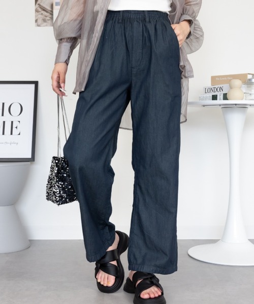 RCD(アールシーディー)の「エアリーデニム ウエストゴムパンツ(デニムパンツ・レディース・ネイビー/ライトブルー/ワンウォッシュ・3L/4L/L/M/LL)」の13枚目の写真