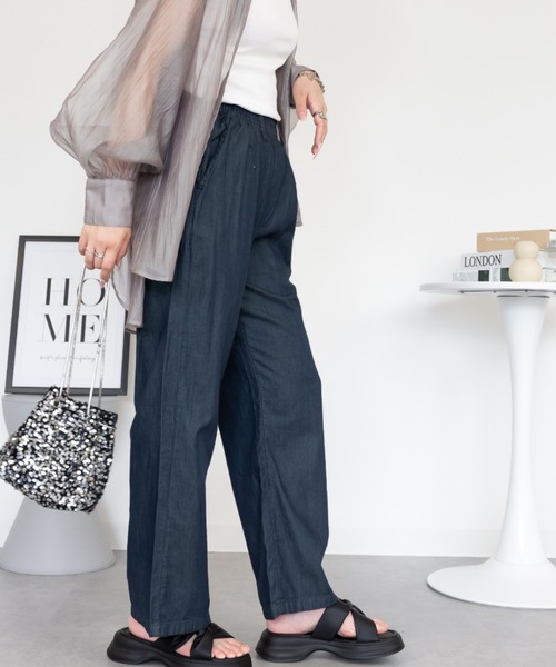 RCD(アールシーディー)の「エアリーデニム ウエストゴムパンツ(デニムパンツ・レディース・ネイビー/ライトブルー/ワンウォッシュ・3L/4L/L/M/LL)」の15枚目の写真