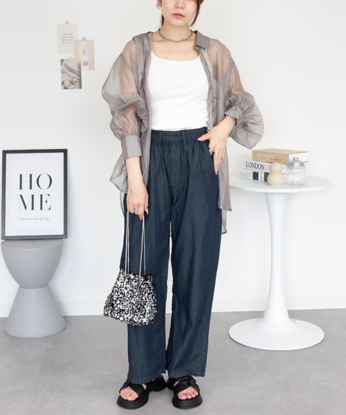 RCD(アールシーディー)の「エアリーデニム ウエストゴムパンツ(デニムパンツ・レディース・ネイビー/ライトブルー/ワンウォッシュ・3L/4L/L/M/LL)」の17枚目の写真