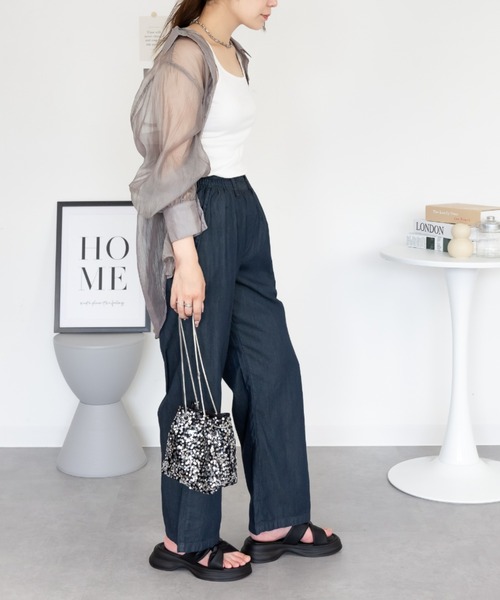 RCD(アールシーディー)の「エアリーデニム ウエストゴムパンツ(デニムパンツ・レディース・ネイビー/ライトブルー/ワンウォッシュ・3L/4L/L/M/LL)」の11枚目の写真