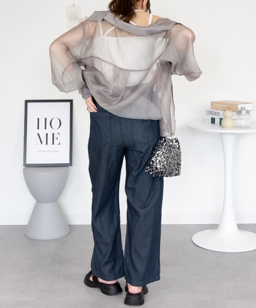 RCD(アールシーディー)の「エアリーデニム ウエストゴムパンツ(デニムパンツ・レディース・ネイビー/ライトブルー/ワンウォッシュ・3L/4L/L/M/LL)」の12枚目の写真