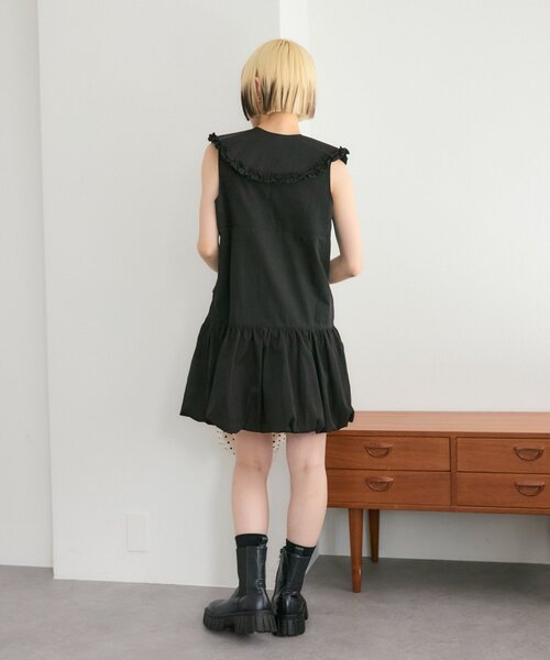 w closet(ダブルクローゼット)の「【25AW】【3点セット/3色展開】シュシュ衿付きバルーンワンピ(ワンピース・レディース・オフホワイト/サックスブルー/ブラック・FREE)」の14枚目の写真