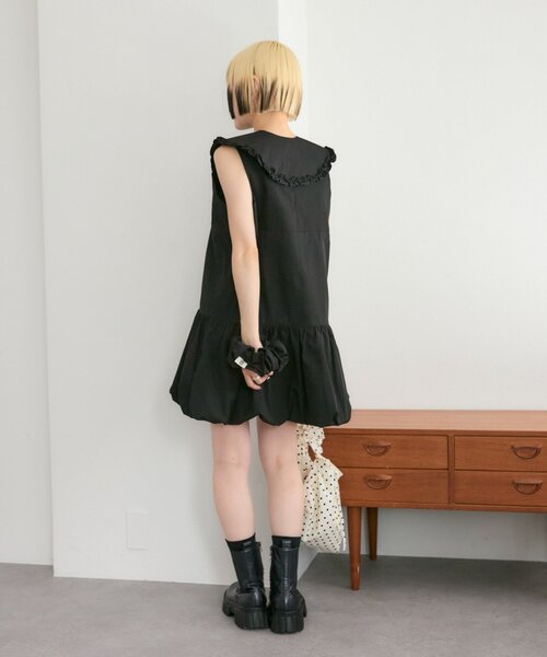 w closet(ダブルクローゼット)の「【25AW】【3点セット/3色展開】シュシュ衿付きバルーンワンピ(ワンピース・レディース・オフホワイト/サックスブルー/ブラック・FREE)」の15枚目の写真