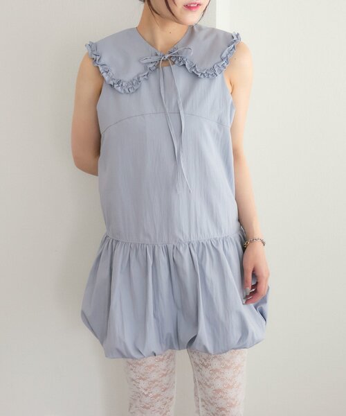 w closet(ダブルクローゼット)の「【25AW】【3点セット/3色展開】シュシュ衿付きバルーンワンピ(ワンピース・レディース・オフホワイト/サックスブルー/ブラック・FREE)」の17枚目の写真