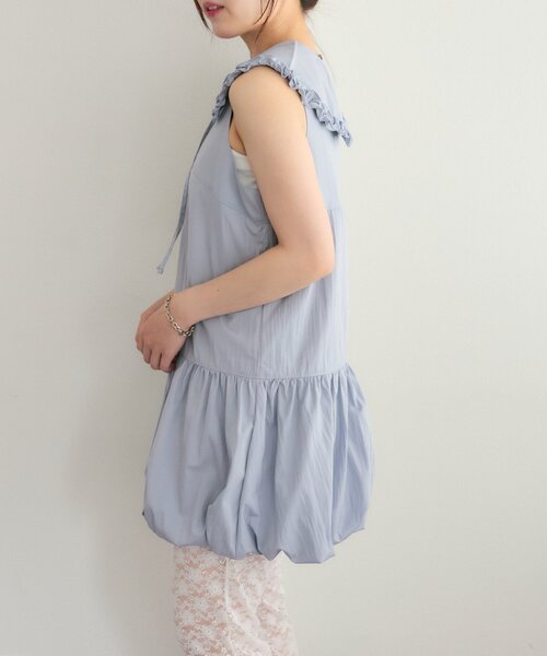 w closet(ダブルクローゼット)の「【25AW】【3点セット/3色展開】シュシュ衿付きバルーンワンピ(ワンピース・レディース・オフホワイト/サックスブルー/ブラック・FREE)」の21枚目の写真