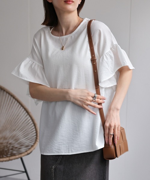 セール】袖フリルブラウス/フリルスリーブ（シャツ/ブラウス