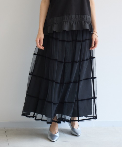 KATHARINE ROSS（キャサリンロス）の「【KATHARINE ROSS】チェックフロッキープリントスカート（スカート・レディース・ブラック/ボルドー・MEDIUM）」の16枚目の写真